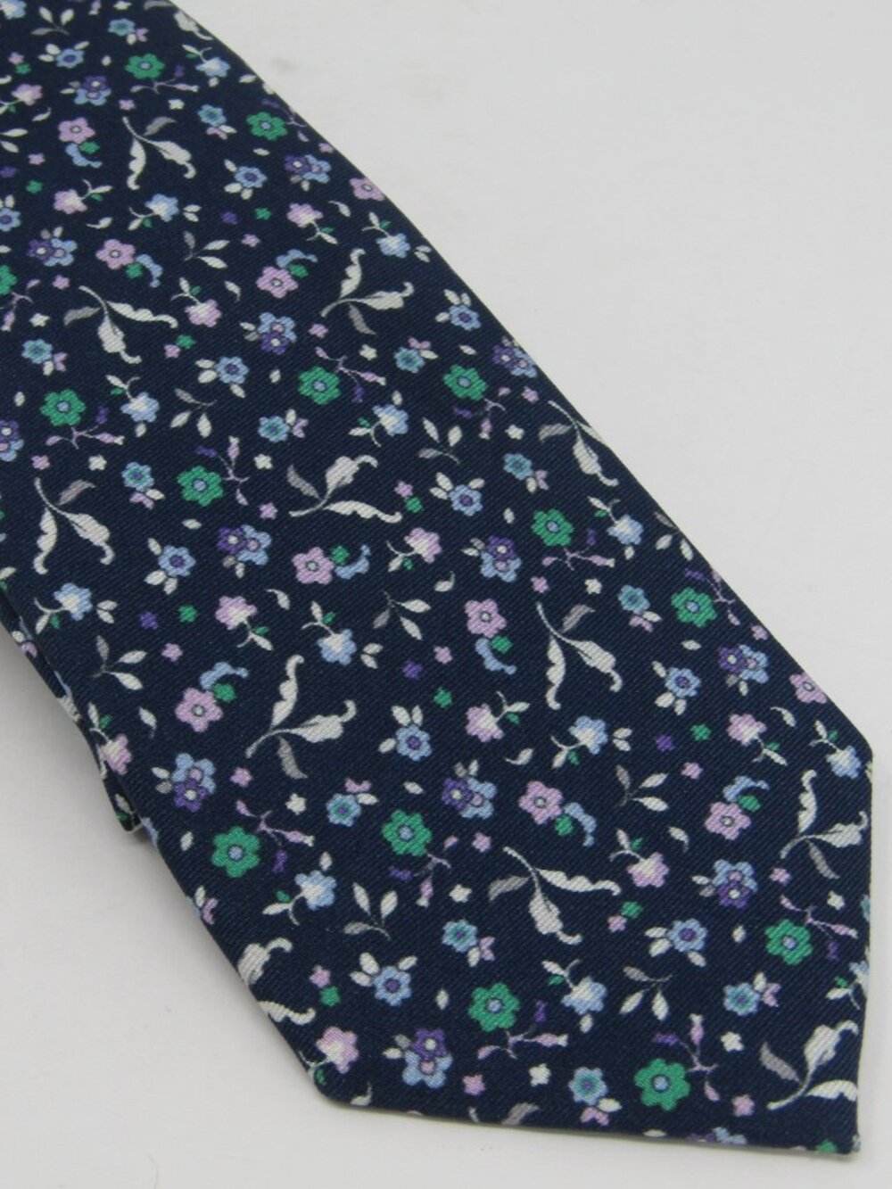 The Tie Bar Navy Blue Floral Silk Stain Resistant Men's Necktie